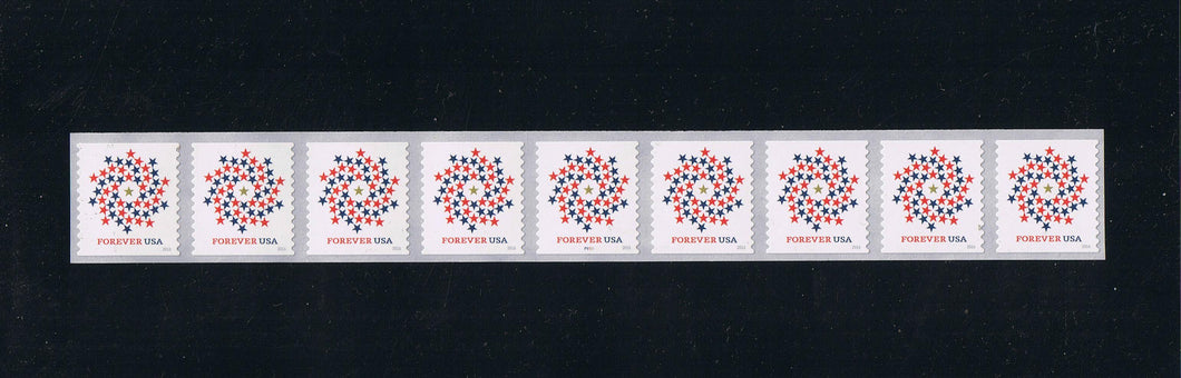 # 5130 Patriotic Star - PS/9, #P1111 with 4-digit 2L Back Number, MNH