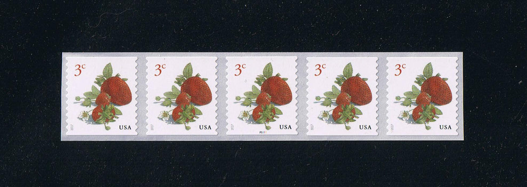 # 5201 (2017) Strawberries - PS/5, #P1111 with 2-digit 1L Back Number, MNH