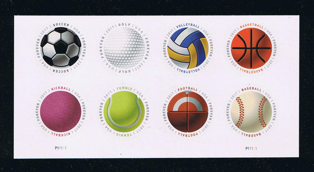# 5203-10 (2017) Sports Balls - PB/8, B #P11111, MNH