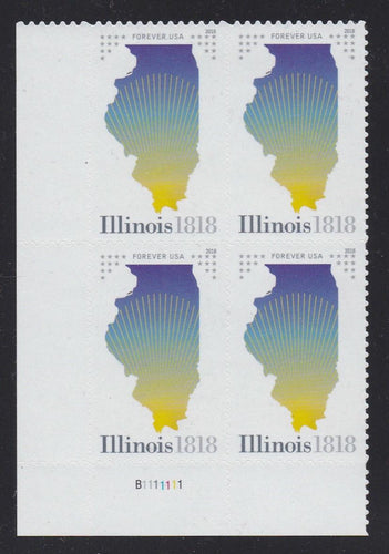 # 5274 (2018) Illinois Statehood - PB, LL, #B1111111, MNH