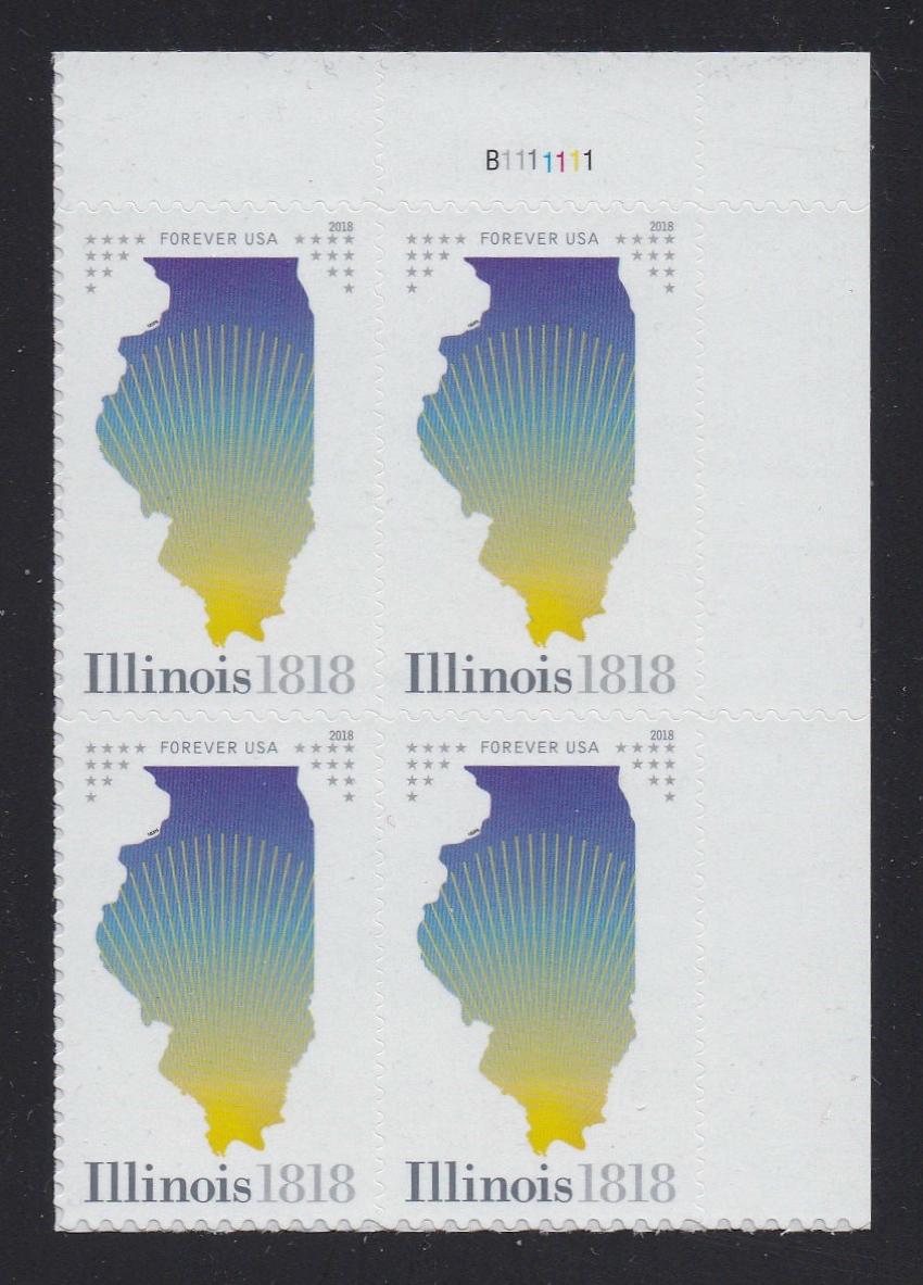 # 5274 (2018) Illinois Statehood - PB, UR #B1111111, MNH