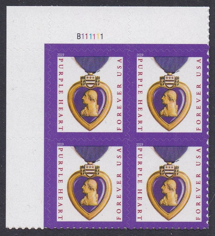 # 5419 (2019) Purple Heart, 2019 Date, 11.25x10.75 - PB, UL #B111111, MNH