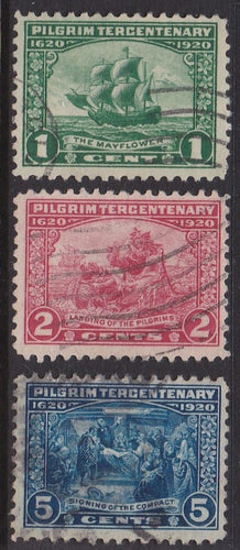 # 548-50 (1920) Pilgrims Issue - Sgls, Set/3, Used, FVF