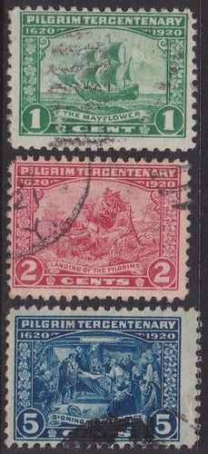 # 548-50 (1920) Pilgrims Issue - Sgls, Set/3, Used, F