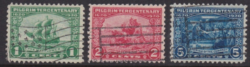 # 548-50 (1920) Pilgrims Issue - Sgls, Set/3, Used, VF