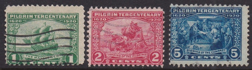 # 548-50 (1920) Pilgrims Issue - Sgls, Set/3, Used, VG