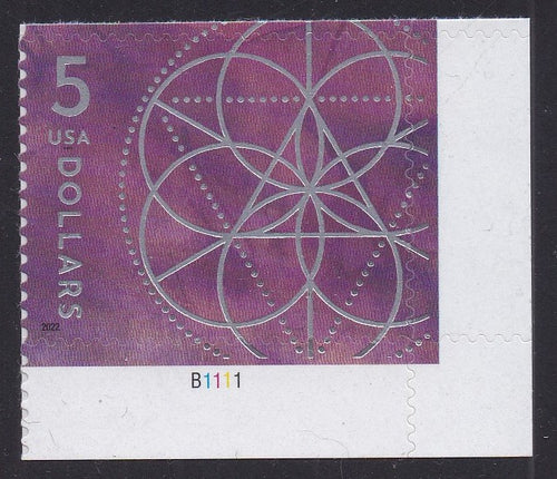 # 5701 (2022) Geometry, purple - Plt sgl, LR #B1111, MNH