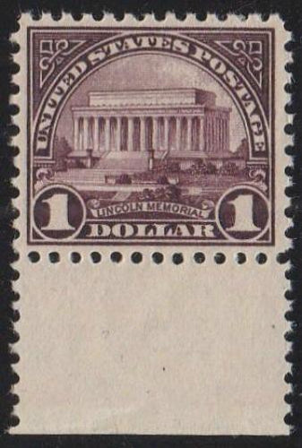 # 571 (1923) Lincoln Memorial - Sgl, VF/XF MNH w margin