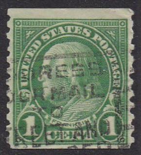 # 597 (1923) Franklin - Coil sgl, Used