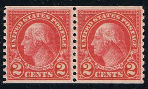 # 599 (1923) Washington, Type I - Coil pr, MNH