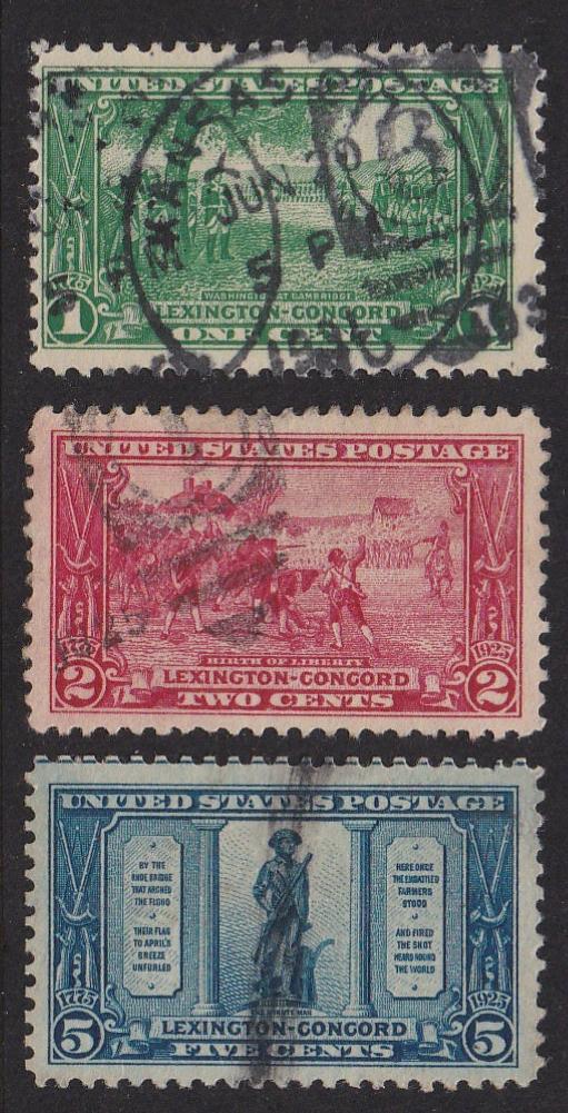 # 617-19 (1925) Lexington-Concord - Sgls, Set/3, Used