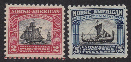 # 620-21 (1925) Norse-American Issues - Sgls, Set/2, MH/MLH