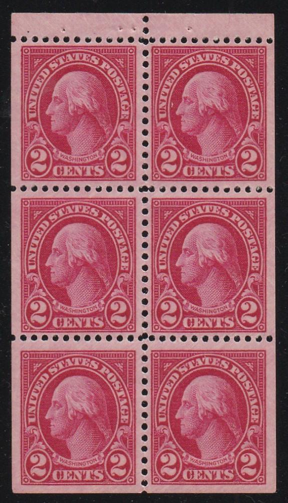 # 634d (1927) Washington - Bklt pane, XF MNH [6]