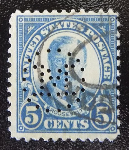 # 637 (1927) Roosevelt - Used, Perfin