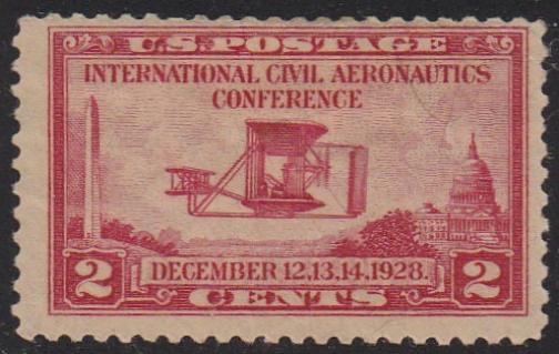 # 649 (1928) Wright Airplane - Sgl, FVF MH [2]