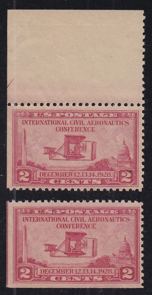 # 649 (1928) Wright Airplane - Sgls, Set/2, FVF MNH, SE