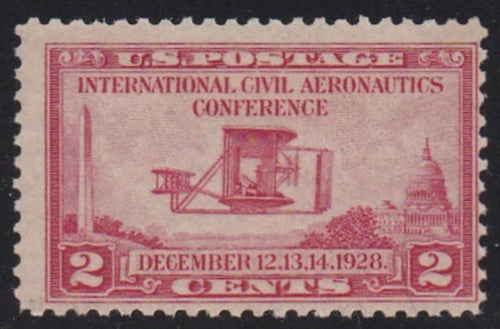 # 649 (1928) Wright Airplane - Sgl, Fine MNH