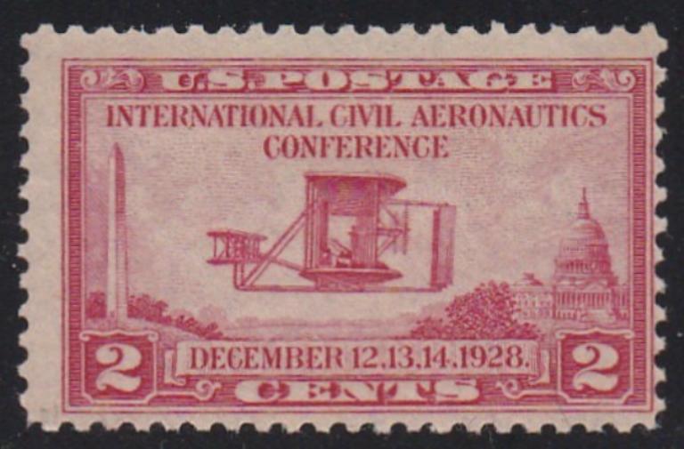 # 649 (1928) Wright Airplane - Sgl, Fine MNH
