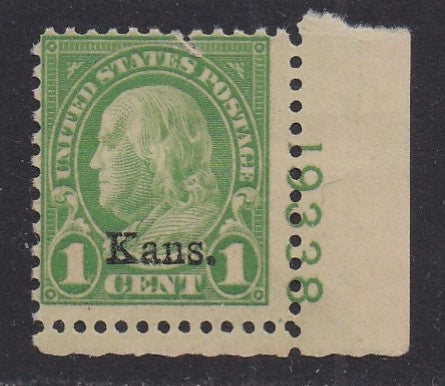 # 658 (1929) Franklin, Kansas Overprint - Plt sgl, LR #19338, Used