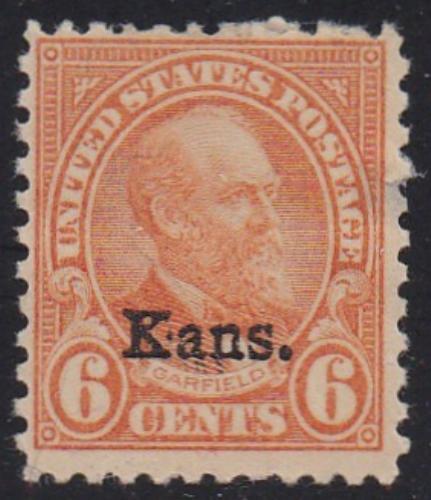 # 664 (1929) Kansas Overprint - FVF MH, thin