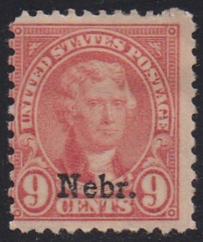 # 678 (1929) Jefferson, Nebraska Overprint - Sgl, VG MH