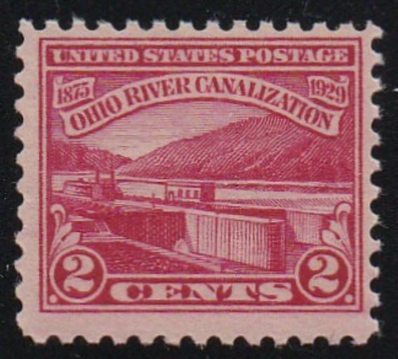# 681 (1929) Ohio River Canals - Sgl, FVF MNH [3]