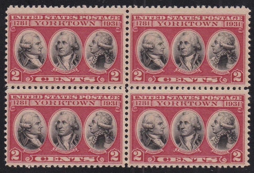 # 703 (1931) Yorktown - BK/4, VF MNH, lt dg