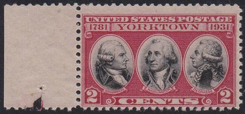 # 703 (1931) Yorktown - Sgl with left mgn, Fine MNH, margin gum skips