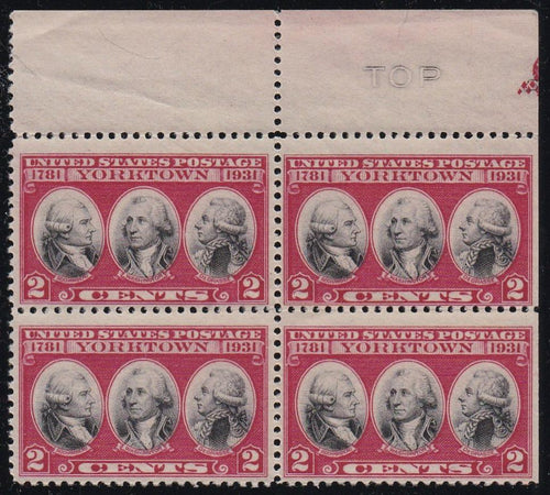 # 703 (1931) Yorktown - BK/4, Top mgn, 'Ghost TOP', FVF MNH