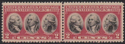 # 703 (1931) Yorktown - H Pair, V Line, VF MNH