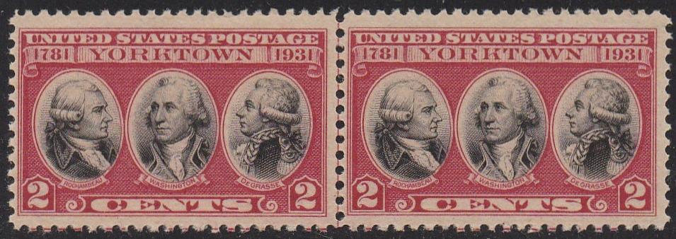 # 703 (1931) Yorktown - H Pair, V Line, VF MNH