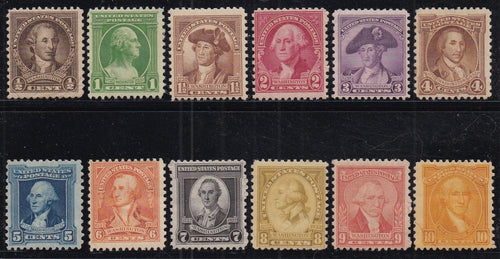 # 704-15 (1932) Washington Portraits - Sgls, Set/12, MH [4]