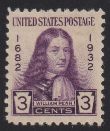 # 724 (1932) William Penn - Sgl, VF MNH