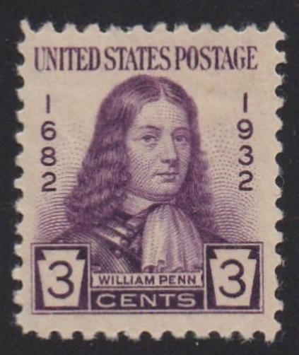 # 724 (1932) William Penn - Sgl, VF MNH