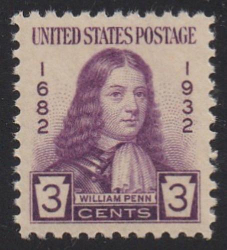 # 724 (1932) William Penn - Sgl, XF MNH