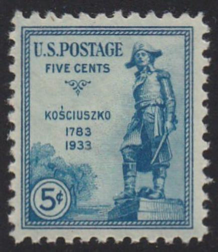 # 734 (1933) Kosciuszko - Sgl, VF MLH