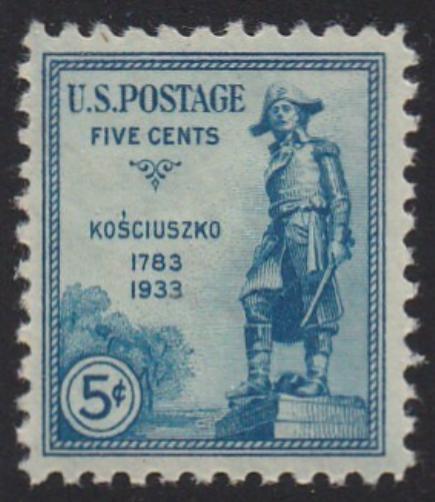 # 734 (1933) Kosciuszko - Sgl, VF MLH