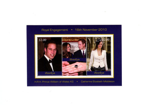 Penrhyn # 478 Royal Engagement Compound Souvenir Sheet