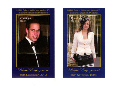 Penrhyn # 481-82 Royal Engagement Deluxe Souvenir Sheets