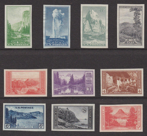 # 756-65 (1935) National Parks - Sgls, Set/10, Mint NGAI