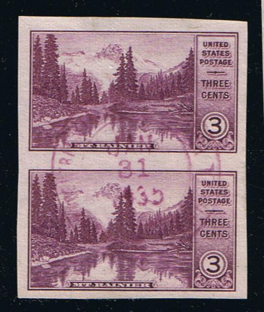 # 758 (1935) Mt Rainier & Mirror Lake - V Pr, Used, 1/31/35 CDS, EARLY USE