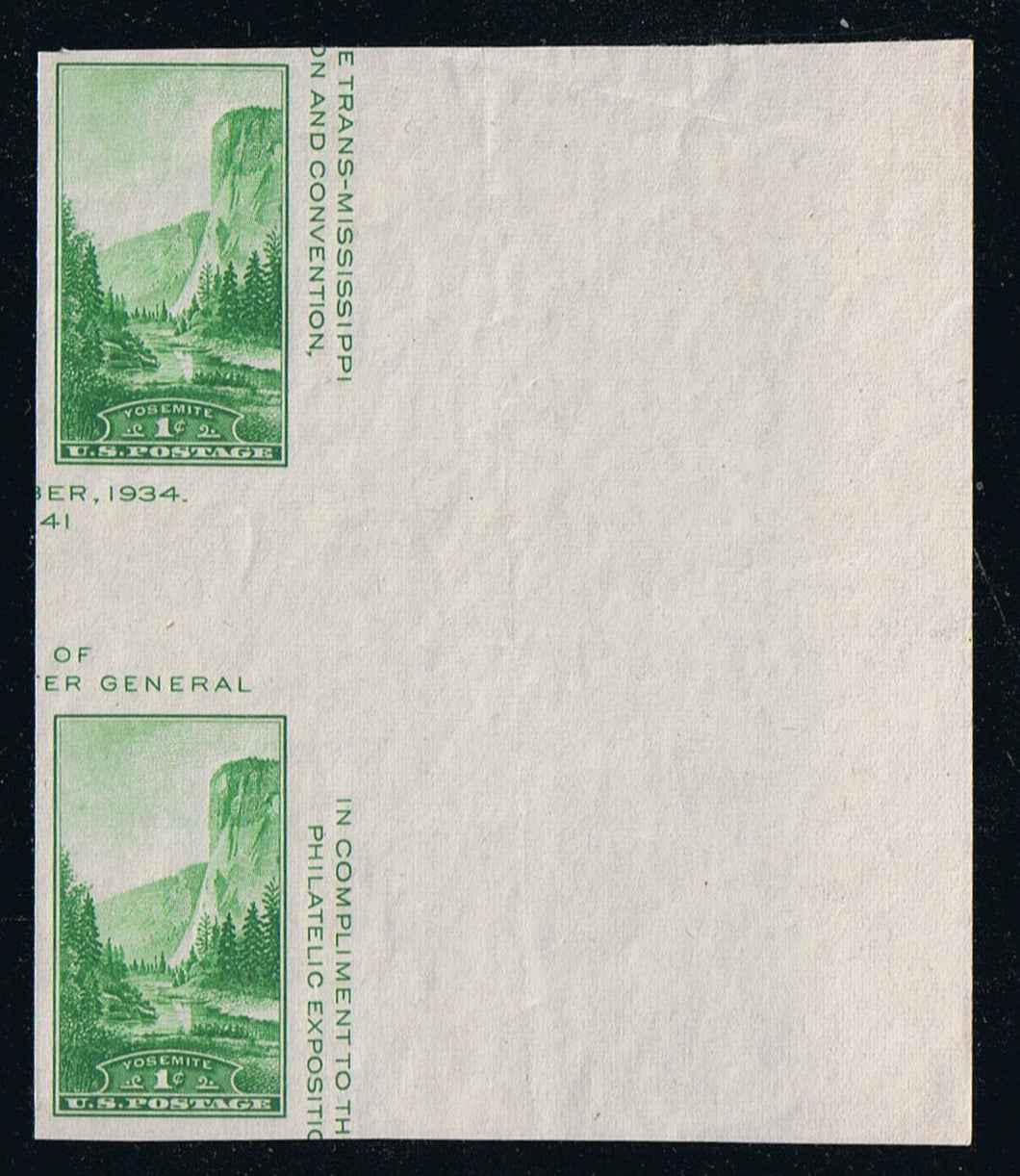 # 769 (1935) National Parks S/S, Farley Special Printing - Rt Mgn, H Gutter, NGAI [1]