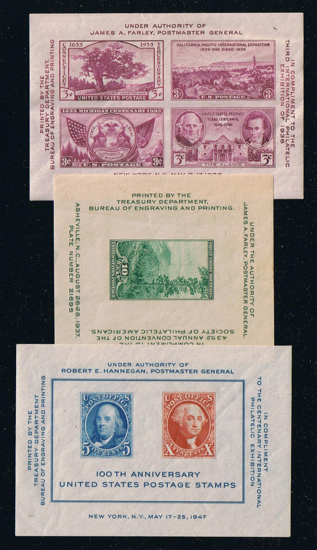 # 778//1311 Early Souvenir Sheets - Set of 5