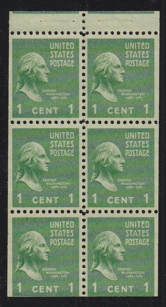 # 804b (1942) Washington - Bklt pane, 2.5mm gutter, FVF MLH