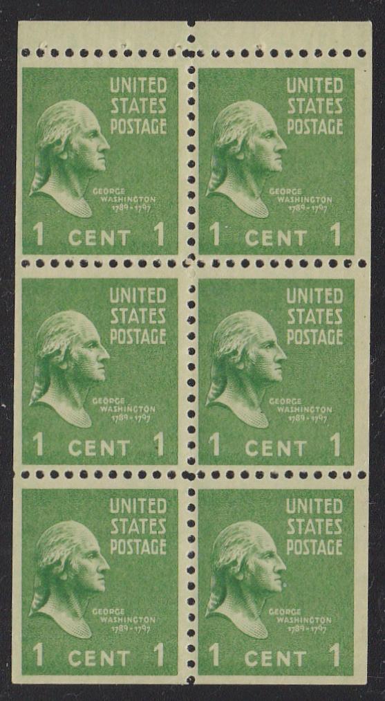 # 804b (1942) Washington - Bklt pane, 2.5mm gutter, FVF MNH [1]