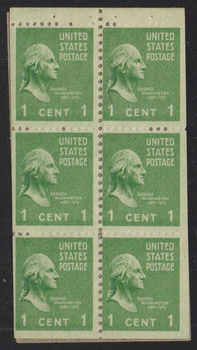 # 804b (1942) Washington - Bklt pane, 2.5mm gutter, Fine MNH [1]