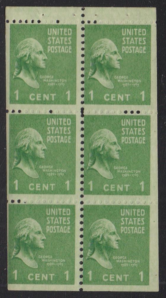 # 804b (1942) Washington - Bklt pane, 2.5mm gutter, Fine MNH [2]
