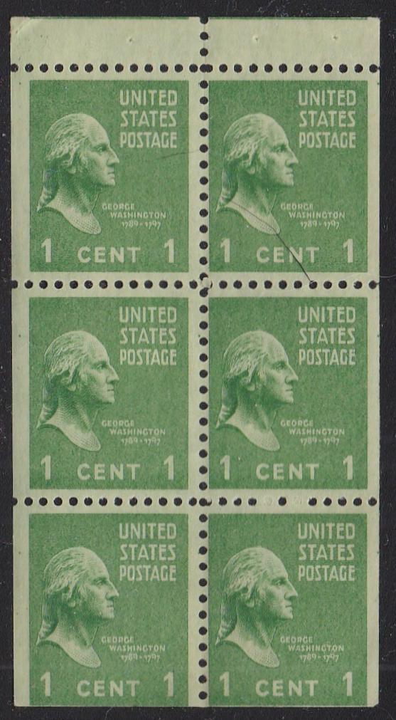 # 804b (1942) Washington - Bklt pane, 2.5mm gutter, Fine MNH [3]