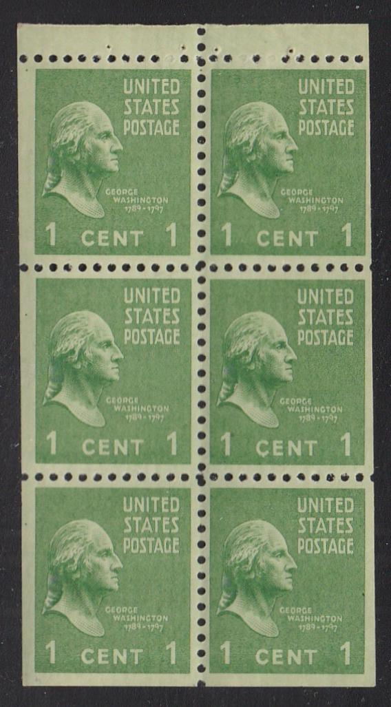 # 804b (1942) Washington - Bklt pane, 2.5mm gutter, VF/XF MNH [2]