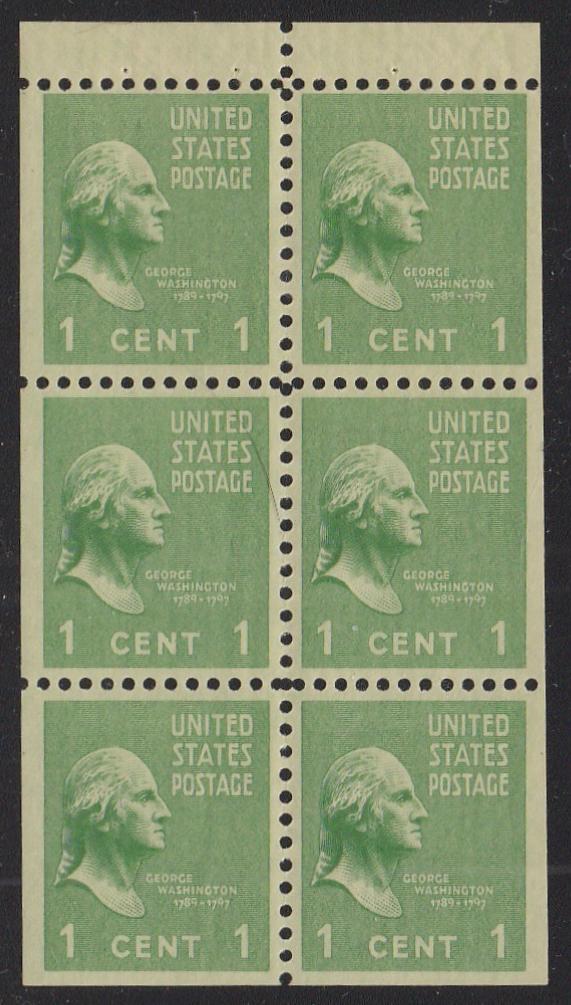 # 804b (1942) Washington - Bklt pane, 2.5mm gutter, XF MNH [1]